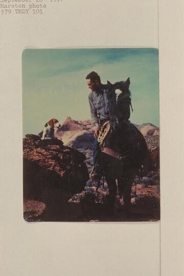 Tom Daly and his dog, Philip. Trail from Rainbow Bridge to Surprise Valley