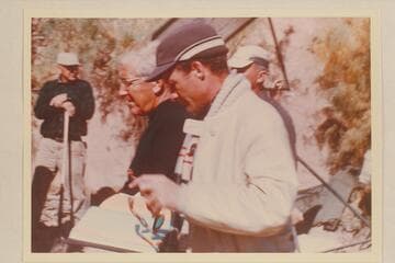 Cameraman Gordon Avil and Script Clerk John Dutton. Filming of Disney's "The Colorado River Story." Below Moab on the Colorado River