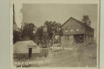 Kolb Studio and Cameron Hotel. Sent as Christmas card by Emery Kolb