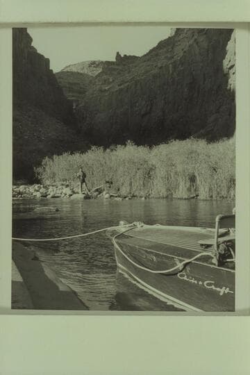 Marston fishing the lagoon at the mouth of Tapeats Creek. The motorboat in the foreground
