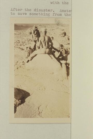 Efforts to salvage the "Mojave" at Cave Springs Rapid. Dodge has back to the camera, Kolb is at his left, Burchard is at his right and LaRue is at the edge of print