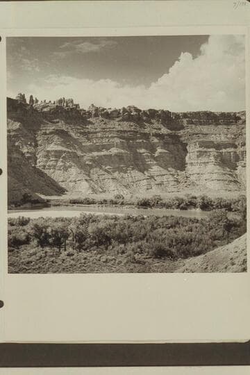 Spanish Bottom from just below mouth of side canyon on left side of Colorado River. The river is very low