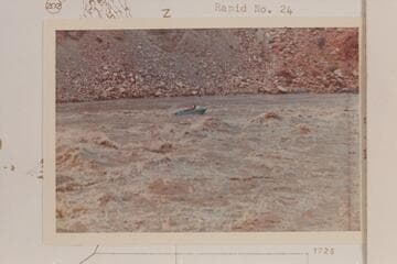 Harris-Brennan boat between Rapids 22 and 23. The detail of talus at upper left appears in 64-4-1 CTCN 202-24