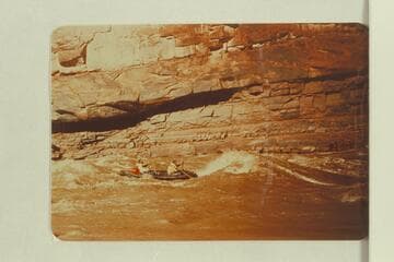 337. Houserock Rapids, Colorado River. Gaskill (back) and Brooks running rapid in Black-7