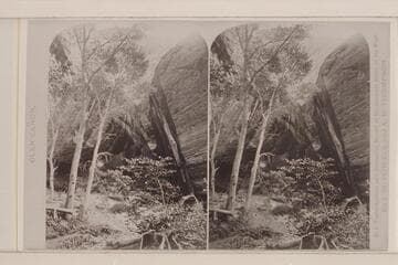 Copy of stereo in Huntington Library. Print in Farquhar's album carries the legend: "Views on the Colorado River," Glen Canon Series, Entrance to Music Temple, No. 149"