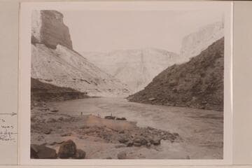 The eddy where Brown was drowned is just above the boats. Brown's name was cut at edge of the river