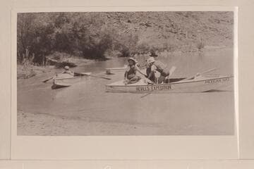 Nevills party at Lees Ferry. Done happened in at the Ferry and was asked by Nevills to go with the party as an oarsman. Done was driving for a tourist and could not leave him stranded. He later was an oarsman with Aleson