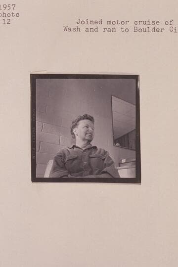 Lois Sanderson; Kanab. She joined the motor cruise of 1956 at Whitmore Wash and ran to Boulder City that June