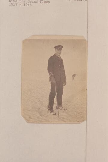 Lewis Ransome Freeman on the ice at Scapa Flow. Lieut. in the Royal Naval Volunteers Reserve serving with the Grand Fleet