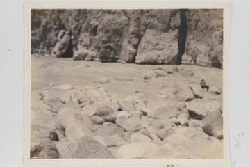 Monument Creek Rapid, where the Dusty Dozen arrived 1934, July 27, 12:40 PM. Bright Angel gauge: 2,070 cfs