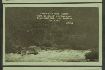Green River Investigation: Boat "Colorado" in Beginning of Hell's Half Mile. Lint--Boatman