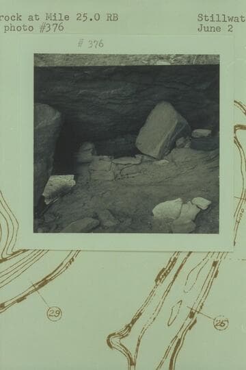 Ruin under rock at Mile 25.0 right bank. Stillwater Canyon