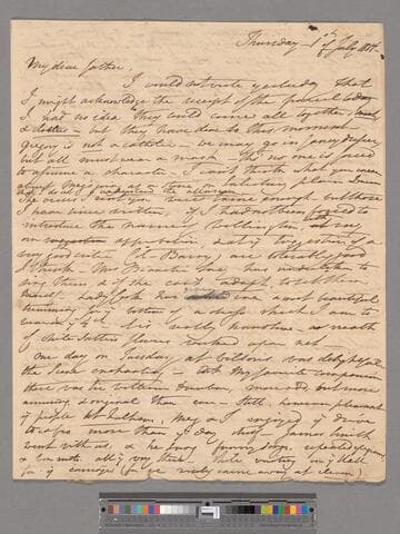 Opie, Amelia (Alderson). Letter to James Alderson