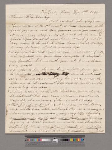 Pennington, James. W. C. Letter to Thomas Clarkson
