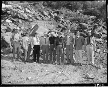 Big Creek 4 construction. Nine men with ties