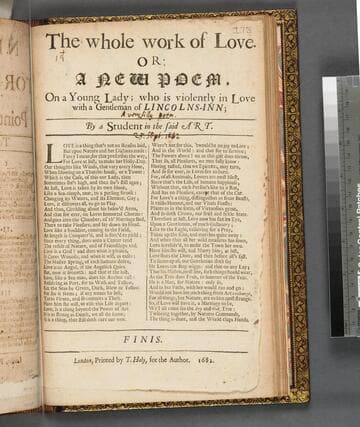 The whole work of love. Or: A new poem, on a young lady who is violently in love with a gentleman of Lincolns-Inn by a student in the said art