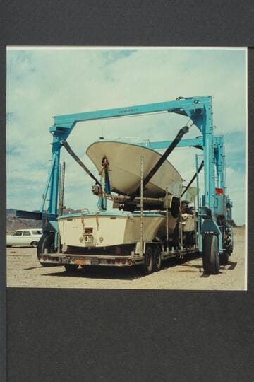 Unloading Mack Miller's first shipment of Turbocraft. Boulder City Marina