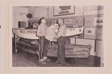 The "Glen" in the Naturalists Workshop. The "Glen" was used in the USGS survey of the Grand Canyon in 1923. Elwyn Blake had the oars