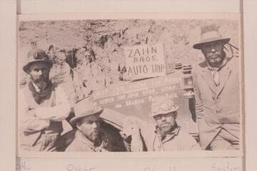 The Zahn party which took the Franklin car to the Zahn Mine on the San Juan River. "Close view of the crop before harvesting as we neared home sweet home." Otto, Oscar, Ozwald, Hector