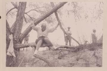Lodell Matthews cheers on the crew in preparing for Grand Canyon cruise. Lees Ferry
