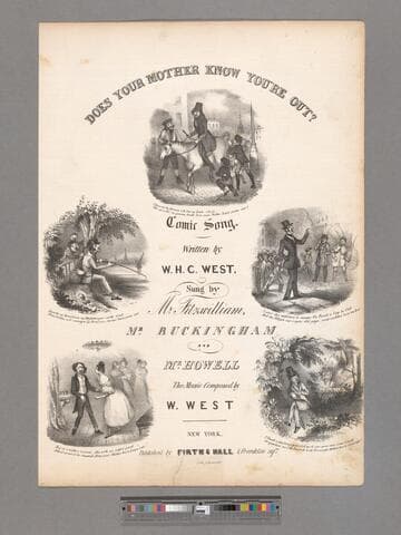 Does your mother know you're out? / comic song written by W. H. C. West the music composed by W. West. "Sung by Mr. Fitzwilliam, Mr. Buckingham and Mr. Howell."