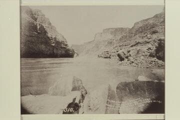 Where Hansbrough and Richards were drowned July 15, 1889. Railway Survey, Colorado River