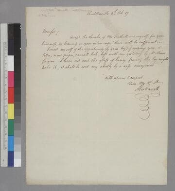 Alexander Garrett, Charlottesville, letter to Thomas Jefferson