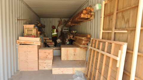 circleE Interior of storage container with teahouse parts